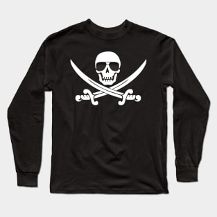 Cool Pirate Skull with Crossed Swords Long Sleeve T-Shirt